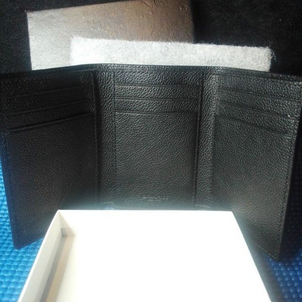 Coach New York Tri-Fold Black Leather Men's Wallet - Picture 4 of 7